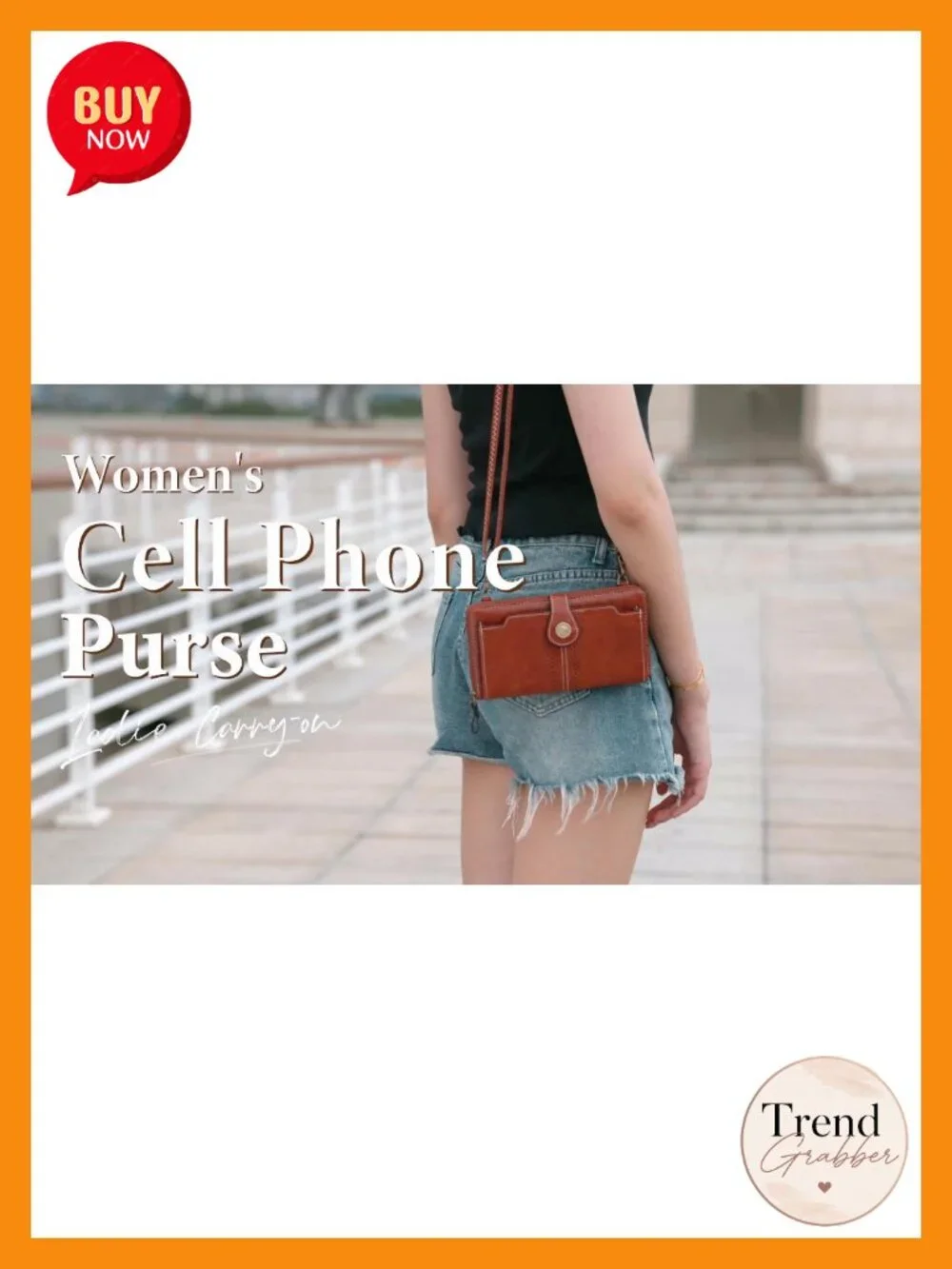 Vegan Leather Crossbody Bag RFID Blocking Cell Phone Purse with 2 Straps